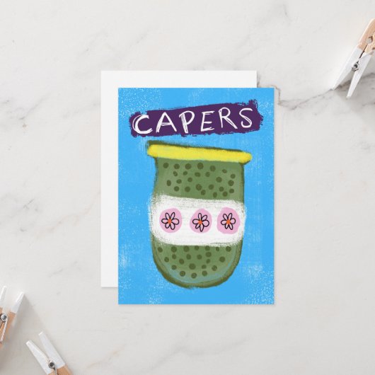 Kappertjes in een pot Wenskaart Kaart (Voorkant / Achterkant in situ)