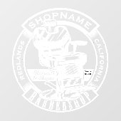 Kapsalon Bedrijfsdeur Wit Groter Aanpassen Raamsticker (Vel)