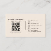 Kapsalon Beige Neutraal QR Code Professioneel Visitekaartje (Achterkant)