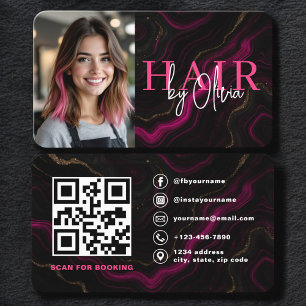 Kapsalon Black Pink Foto QR-code Visitekaartje