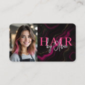 Kapsalon Black Pink Foto QR-code Visitekaartje (Voorkant)
