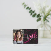 Kapsalon Black Pink Foto QR-code Visitekaartje (Staand voorkant)