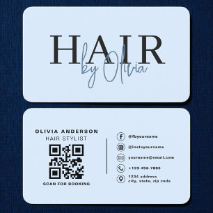 Kapsalon Blauw QR Code Visitekaartje