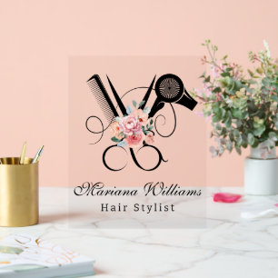 kapsalon bloemenschaar moderne schoonheidssalon acryl bord