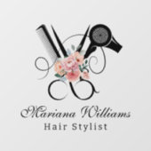 kapsalon bloemenschaar schoonheidssalon modern raamsticker (Vel)