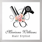 kapsalon bloemenschaar stijlvolle schoonheidssalon poster (Voorkant)
