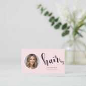 Kapsalon Blush Roze Foto QR Code Sociale Iconen  Visitekaartje (Staand voorkant)