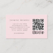 Kapsalon Blush Roze Foto QR Code Sociale Iconen  Visitekaartje (Achterkant)