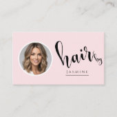 Kapsalon Blush Roze Foto QR Code Sociale Iconen  Visitekaartje (Voorkant)