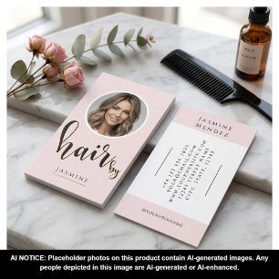 Kapsalon Blush Roze Zwart Schrift Foto Visitekaartje