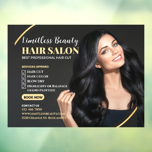 Kapsalon Bruine Model Winkel Aangepast Raamsticker (Vel 3)