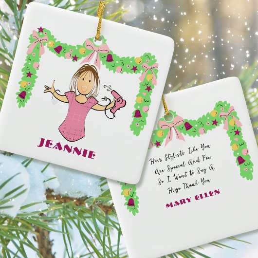Kapsalon Cartoon Grappig Bedankt Kerstmis Keramisch Ornament
