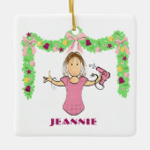 Kapsalon Cartoon Grappig Bedankt Kerstmis Keramisch Ornament (Voorkant)