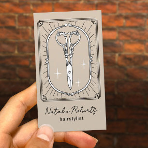 Kapsalon Cute Schaar Doodle Beige Salon SPA Visitekaartje