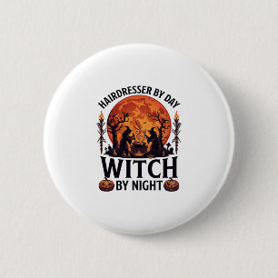 Kapsalon Dag Heks Nacht Halloween Kam Schaar Ronde Button 5,7 Cm