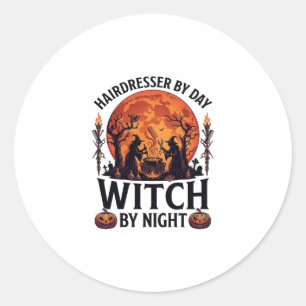 Kapsalon Dag Heks Nacht Halloween Kam Schaar Ronde Sticker
