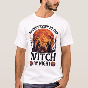 Kapsalon Dag Heks Nacht Halloween Kam Schaar T-shirt