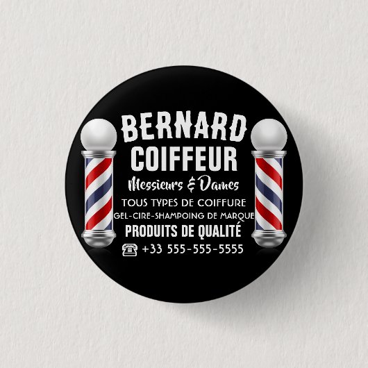 Kapsalon decoratie ronde button 3,2 cm (Voorkant)