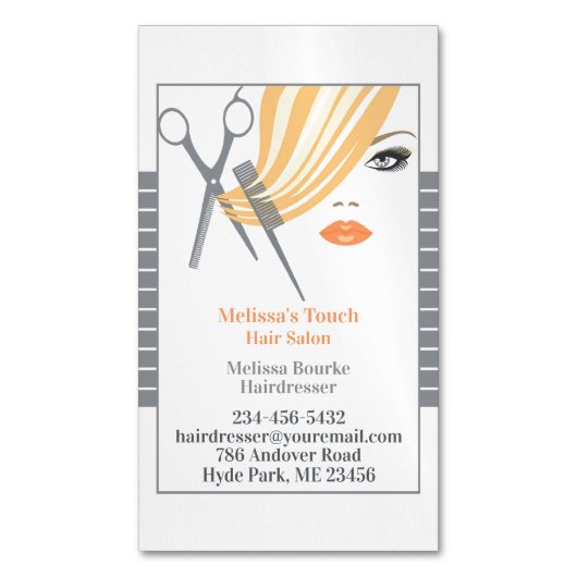 kapsalon dressoir magnetisch visitekaartje (Voorkant Verticaal)