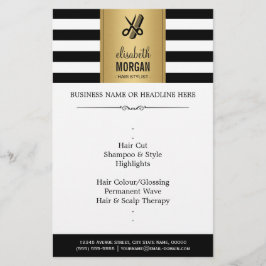 Kapsalon Elegant Goud Zwart Wit Strepen Flyer