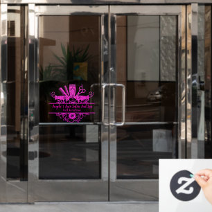 Kapsalon en Spa met Nep Roze Glitters aanpassen Raamsticker