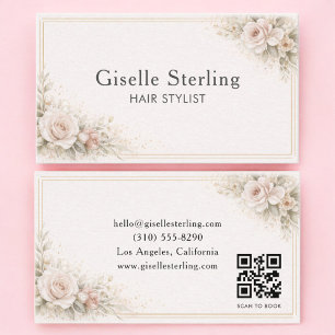 Kapsalon Florale Neutrale QR Code Professioneel Visitekaartje