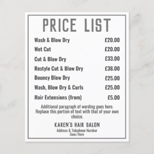 Kapsalon Folder Prijslijst Flyer