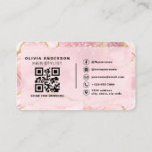 Kapsalon Fotografie QR-code Roze Marmer Visitekaartje (Achterkant)