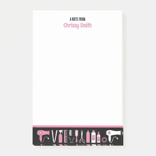 Kapsalon Gepersonaliseerd Roze & Zwarte Kapper Post-it® Notes (Voorkant)