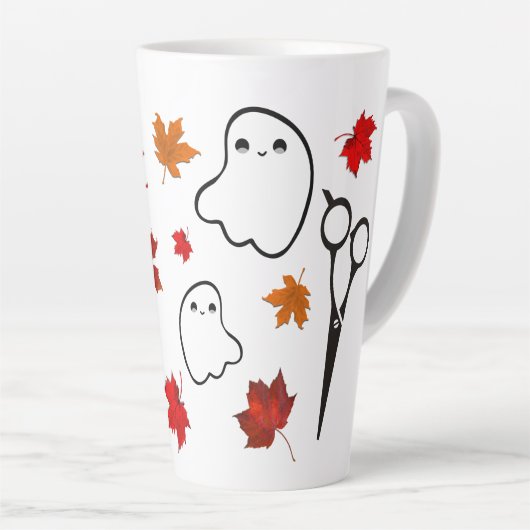 Kapsalon Gepersonaliseerde Ghosts Schaar Latte Mok (Rechterhoek)