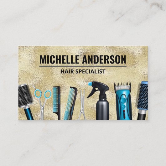 Kapsalon Gereedschap | Goud Glans Visitekaartje (Voorkant)