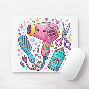 Kapsalon gereedschap in Kawaii kunststijl Muismat