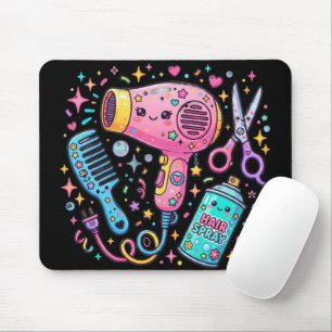 Kapsalon gereedschap in Kawaii stijl Muismat
