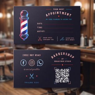 Kapsalon Glanzend Kordaat Blauw Rood Paal Logo Afsprakenkaartje