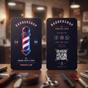 Kapsalon Glanzend Kordaat Blauw Rood Paal Logo Visitekaartje