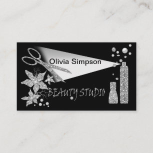 Kapsalon Glitter Glanzende Schaar Bloemen Schoonhe Visitekaartje