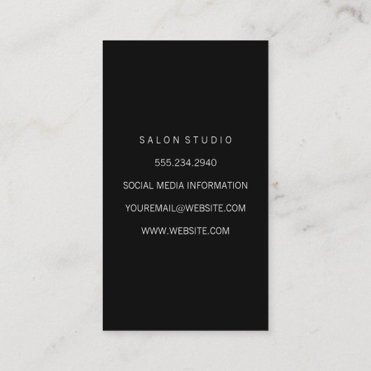 Kapsalon | Golvend zwart haar Visitekaartje (Achterkant)