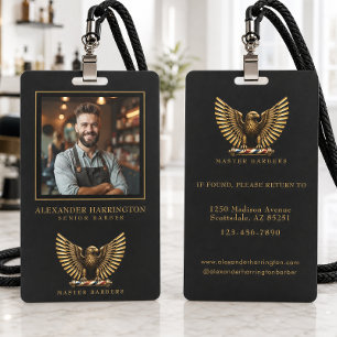 Kapsalon Gouden Adelaar Logo Scheermes Foto Person Badge