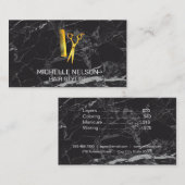 Kapsalon | Gouden Scharen Kam | Zwarte Marmer Visitekaartje (Voorkant / Achterkant)