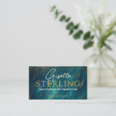 Kapsalon Green Opal Stone QR Code Visitekaartje (Staand voorkant)