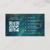 Kapsalon Green Opal Stone QR Code Visitekaartje (Achterkant)
