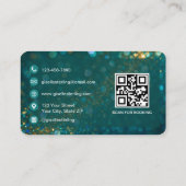 Kapsalon Groene Gouden QR-code Professioneel Visitekaartje (Achterkant)