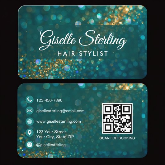 Kapsalon Groene Gouden QR-code Professioneel Visitekaartje