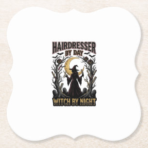 Kapsalon Heks Halloween Stylist overdag ontwerp_ Kartonnen Onderzetters