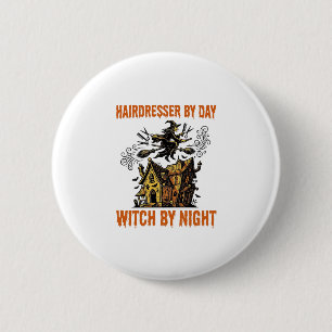 Kapsalon Heks Halloween Vintage Salon T-shirt_1 Ronde Button 5,7 Cm