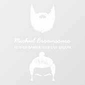 Kapsalon hipster baard snor wit raamsticker (Vel)