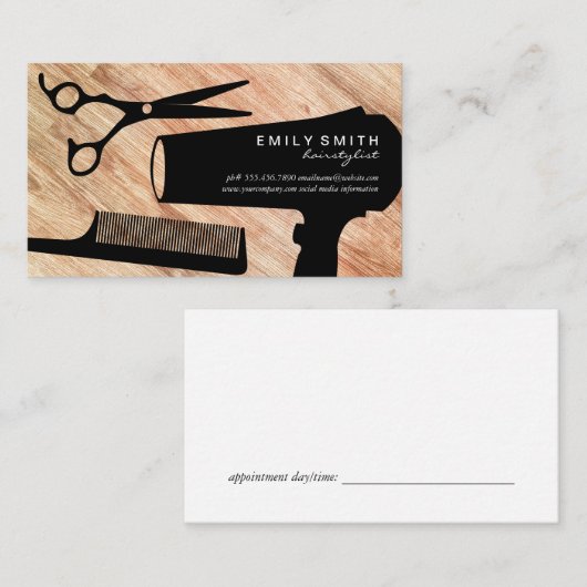 Kapsalon Hout Afspraak Afsprakenkaartje (Voorkant / Achterkant)