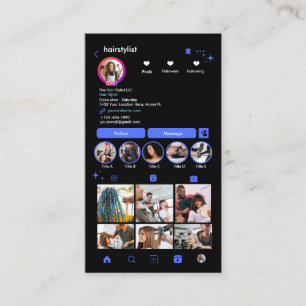 Kapsalon Instagram Blauw Scan om te Verbinden QR Visitekaartje