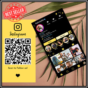 Kapsalon Instagram Geel Scan om QR te verbinden Visitekaartje