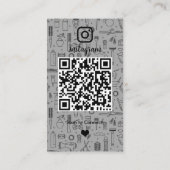 Kapsalon Instagram Grijs | Social Media QR Code Visitekaartje (Achterkant)